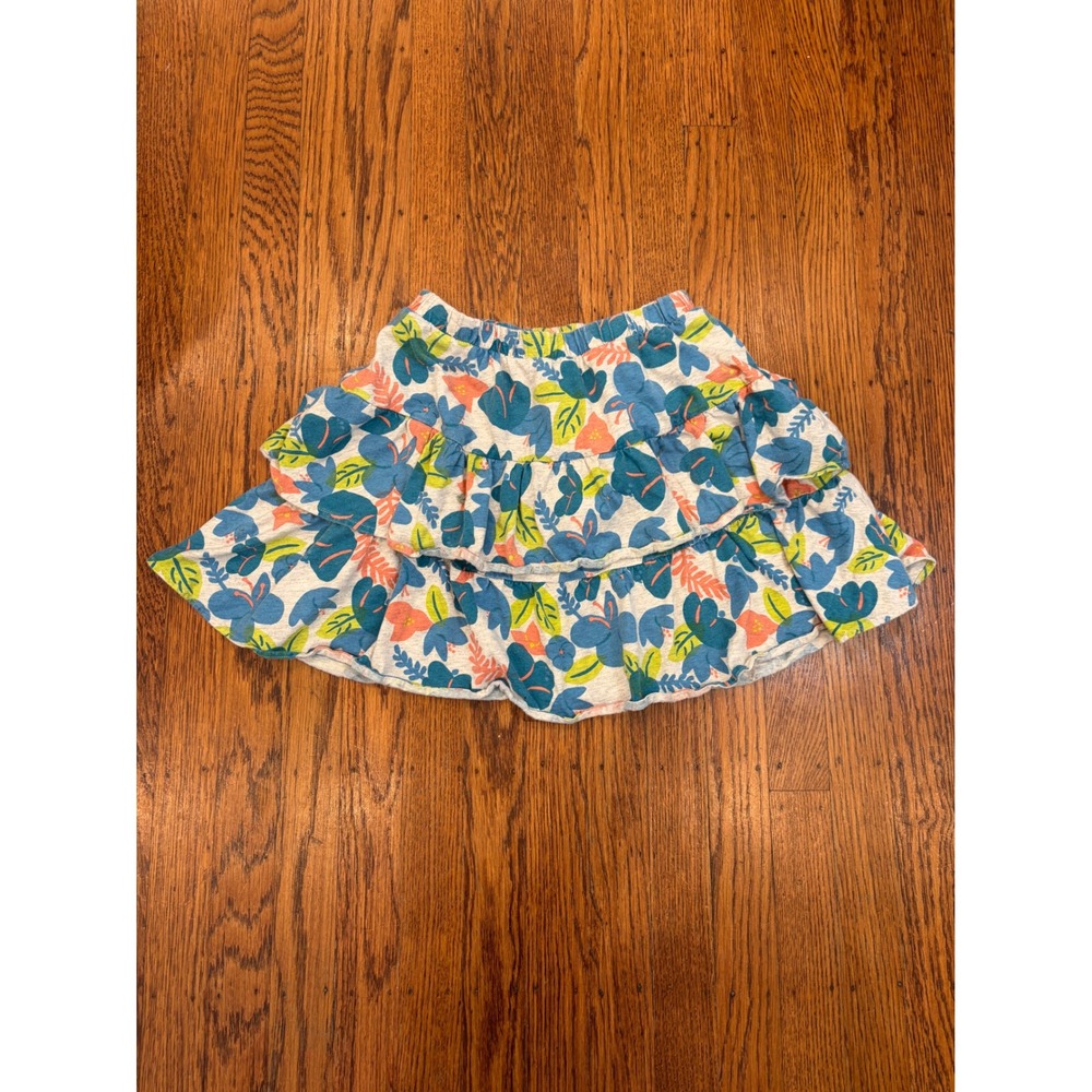 Tea Collection Girls Tropical Floral Tiered Skort Blue Grey Size 8
